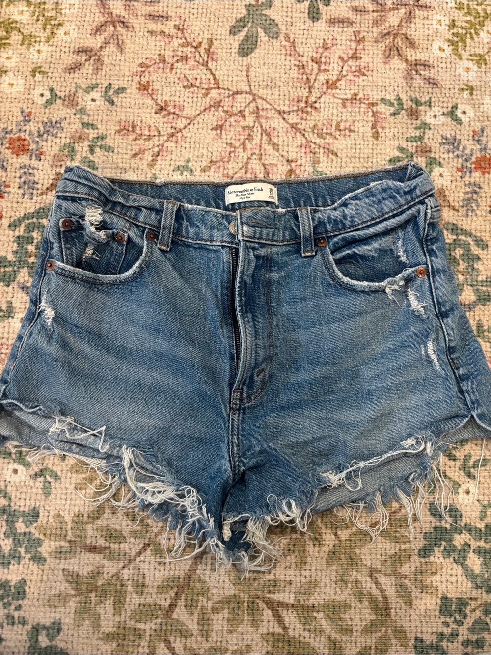 Abercrombie & Fitch Light Blue Distressed Denim Cutoff Shorts